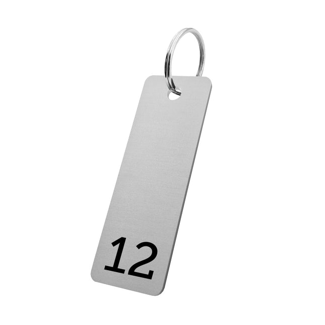 Llavero de aluminio rectangular con numero 25x70mm - Por unidad