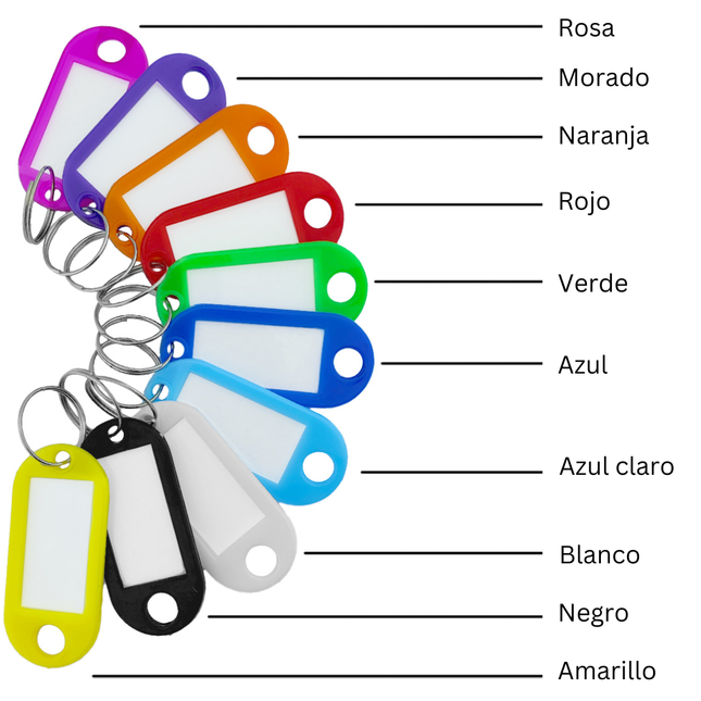 Etiquetas para llaves con anillo 55x22 mm - Mezcla de colores  - Por 100 unidades