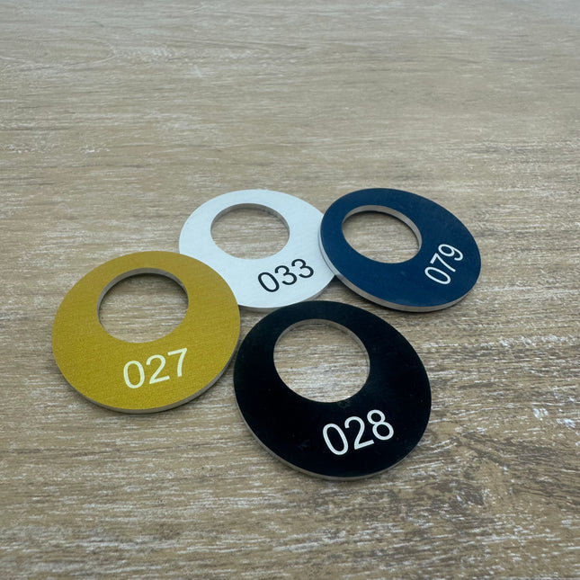 Fichas para guardarropa de aluminio personalizable Ø40 mm - Por unidad